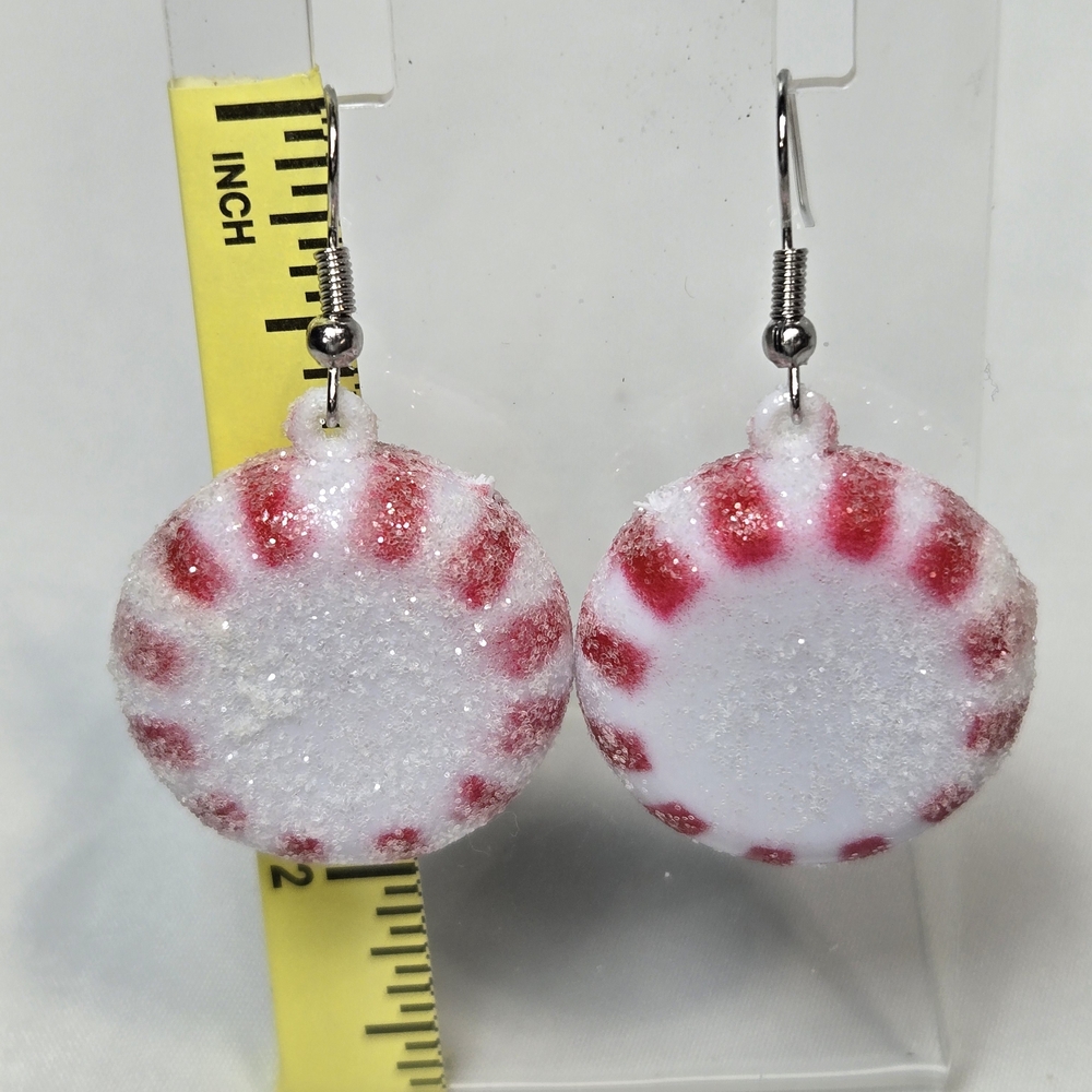 Festive Red and White Candy Earrings